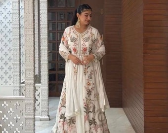Belles tenues de mariage Lehenga Kurta avec ensemble Dupatta, designer pakistanaise Georgette 3 pièces lehenga Kurti pour les robes de prêt-à-porter de festival