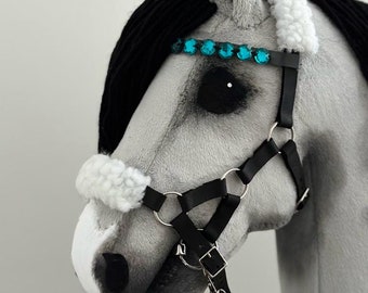 Adjustable real leather bridle for a hobbyhorse. With or without diamonds on a browband. Hobbyhorse is not included!