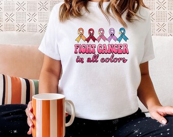 Combattez le cancer dans toutes les couleurs Maillot unisexe Tee-shirt à manches courtes