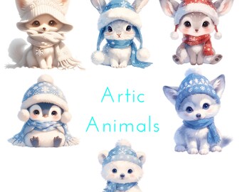 Arctic Animals | 6 PNG files | Arctic Animals Clipart | Transparent Background | Commercial Use | Printable Art