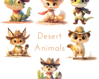Desert Animals | 6 PNG files | Desert Animals Clipart | Transparent Background | Commercial Use | Printable Art