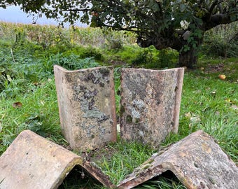 Antique Reclaimed Buff /Yellow Ridge Tiles/ Restoration/ Garden Decoration