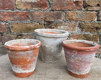 Set of 3 Vintage Terracotta Pots