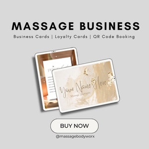 Biglietto da visita per terapista di massaggio I Stampabile / Modello di massaggio Branding aziendale / Terapia di massaggio Marketing aziendale / Modificabile / Canva