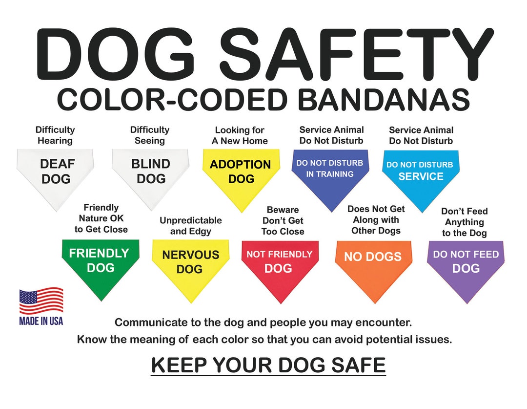 Dog Safety Bandana. Colorcoded. Made in USA. Help Keep Your Dog Safe. Etsy