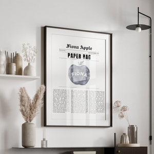 Fiona Apple Paper Bag Song Lyrics Poster, When The Pawn Album, Trendy Music Poster, Feminism Poster, Home Decor, Vintage Newspaper Poster