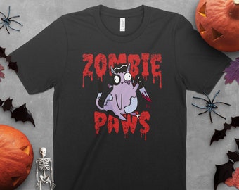 Zombie Paws Cat T-Shirt Halloween shirt - Fall shirt - Autumn tee - Horror movie fan - Scary - soft tee