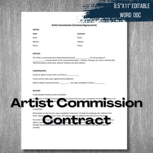 Artist Commission Contract Agreement Template Editable Word Document