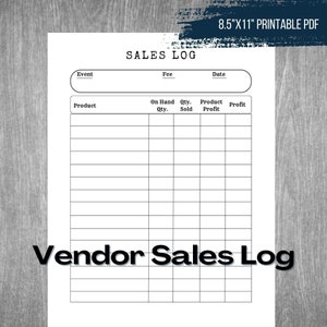 Registro de ventas de proveedores - Evento de feria artesanal - Seguimiento de ganancias de ventas - Descarga digital en PDF imprimible