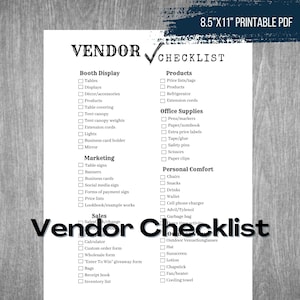 Vendor Craft Fair Event Checklist - Printable PDF Digital Download