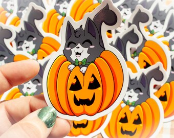 Kitty in Pumpkin Sticker, Cute Fall Halloween Decal