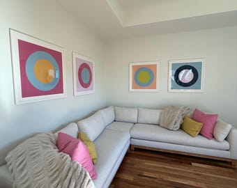 Levendige cirkelkunstafdrukken - speels modern muurdecor (digitale download)
