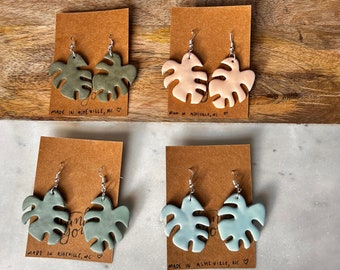 Polymer Clay Leaf Earrings | Lightweight | Hypoallergenic | Handmade | Statement Earrings |