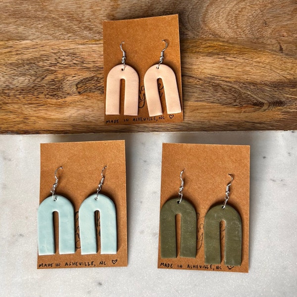 Polymer Clay Arch Earrings | Lightweight | Hypoallergenic | Handmade | Statement Earrings |