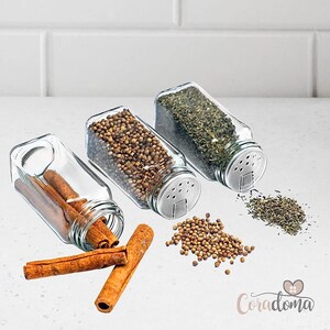 Gewürzgläser Set Eckig 24 Stück 10x4,2cm inkl. Gewürzetiketten, Organizer zur Aufbewahrung Küche Gewürze Vorratsdosen Spice Jars Bild 6