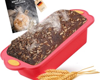 Silikon Backform Rechteckig inkl. Rezept | Silikonform zum Brot Backen | Brotbackform 1000g Brottopf Set Springform Kastenform Kuchen