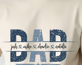 Comfort Colors Custom Dad Shirt with Kid Names, Father&#39;s Day Gift,Custom Dad shirt, Personalized Dad TShirt, Custom Kids Names Shirt,New Dad