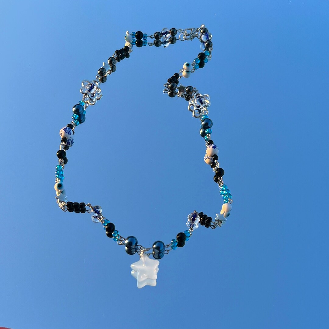 Black & Blue Anime Themed Necklace Anime Jewelry, Kawaii Jewelry