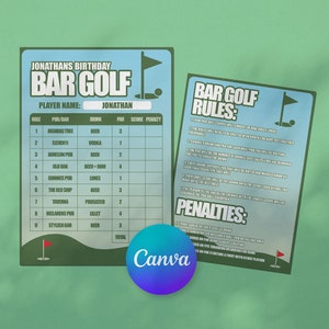 Mapa de golf de bar, cuadro de mando de golf de pub, mapa digital de golf de pub