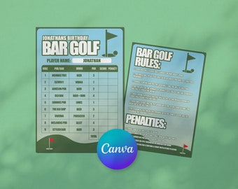 Bar Golf Card, Pub Golf Scorecard, Pub Golf Digital Card