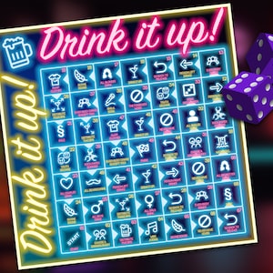 Drinkspel - gezelschapsspel - gezelschapsspel in neonstijl