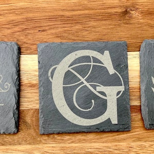 Personalized Slate Coasters 4pc | Wedding Gift | Housewarming Party | Wedding Favor | New Home Gift | Engagement Gift | Custom Closing Gift