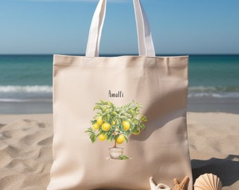 Lemon Tree Tote Bag: Amalfi Coast Citrus Inspired, Coastal Wanderer's Delight