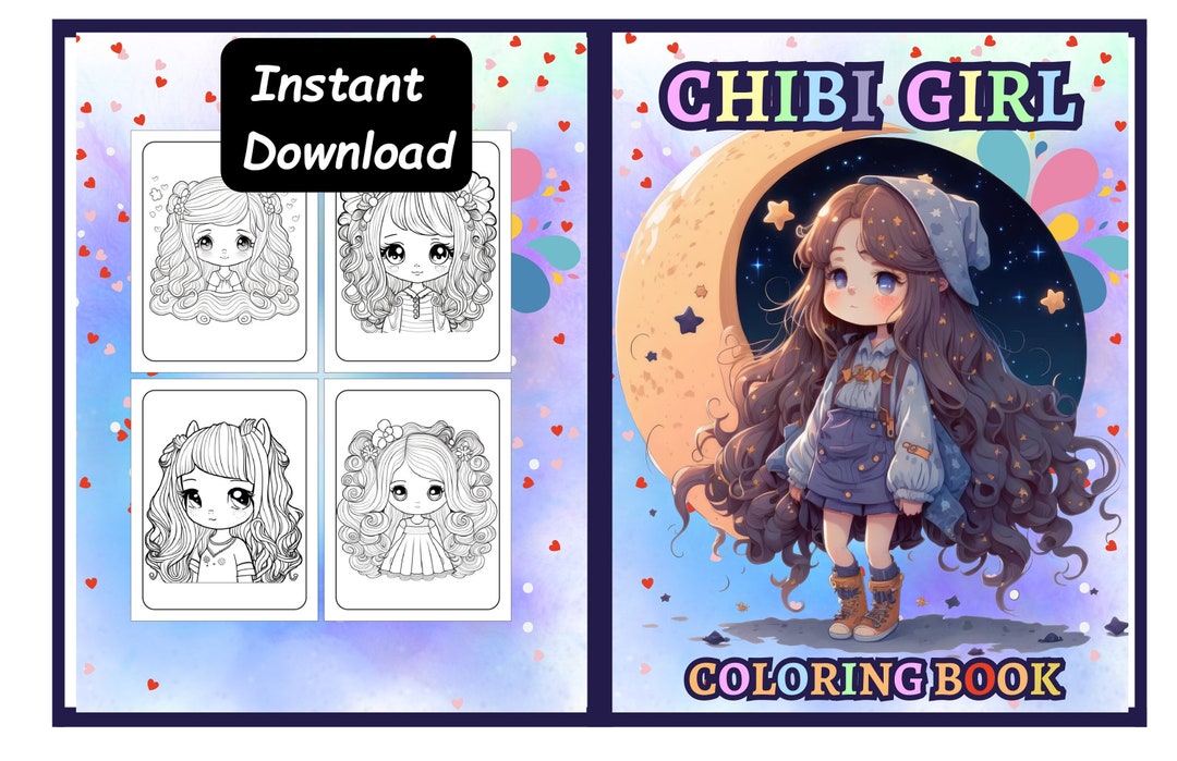 Chibi Girl Coloring Book: Cute Illustrations With Adorable Graphic ...