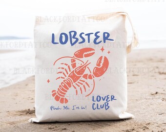 Fisherman Aesthetic Lobster Tote Bag Tinned Fish Ocean Inspired Style Seafood Market Aesthetic Tomato Girl Summer Coastal Granddaughter Bag
