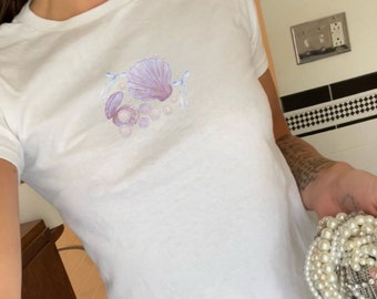 Coastal Granddaughter, Y2k Baby Tee, Coconut Girl, Mermaidcore, Sirencore, Coastal Grandma Aesthetic, Mermaid Baby Tee, Seashell Baby Tee