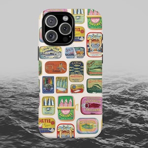 Sardine Phone Case Fisherman Aesthetic Coquette IPhone 16 Case Protective Sardine Tinned Fish Phone Cases Coastal Preppy Dolce Vita Summer