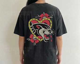 Panther Traditional Tattoo Flash Shirt Alt Grunge Streetwear Western Graphic Tee Yallternative Aesthetic Clothes Trendy Tattoo Artist Tshirt