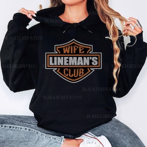 Line Wife Hoodie Lineman Wife Shirt Lineman Gifts Namorada Wifey Sweatshirt Homem de colarinho azul Streetwear Estética Moto Mama Alt Clothing