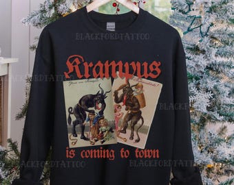 Krampus Sweater Creepmas Shirts That Go Hard Winter Solstice Sweatshirt Gothic Christmas Hail Santa Funny Xmas Pagan Yule Holiday Gift