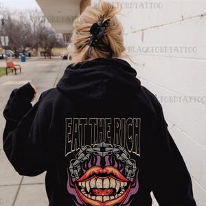 Bluza z kapturem Eat The Rich F Oligarchia Tatuaż Flash Bluza z kapturem Pieprzyć patriarchat Prezent Y2k Ubrania protestacyjne Najpopularniejsze koszulki, które są twarde