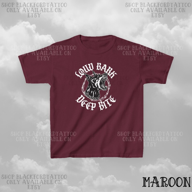 Camiseta de bebé Loud Bark Deep Bite, moda Y2K, camisa de dóberman, ropa gótica con tatuajes, top corto Y2K, ropa alternativa, ropa gótica Egirl Mall, emo para ancianos imagen 8