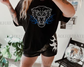 Y2K Panther Tattoo Flash Shirt Alt Grunge Streetwear Western Graphic Tee Yallternative Aesthetic Clothes Traditional Tattoo Artist Tshirt