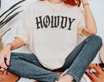 Howdy-T-shirt Comfort Kleuren Yallternative Grafisch T-shirt Alt Kleding Grunge Western Goth Cowgirl Trending Items Alternatieve kleding Land