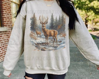 Midwest Sweatshirt Vintage Deer Hunting Gifts Old Money Sweatshirt Top Trending Buck Shirts That Go Hard Western Boutique Outdoorsy Gifts