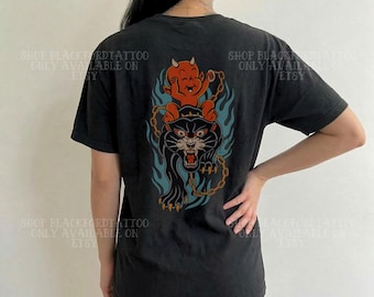 Little Devil Traditional Tattoo Flash Shirt Alt Grunge Streetwear Western Graphic Tee Yallternative Aesthetic Clothes Tattoo Artist Tshirt