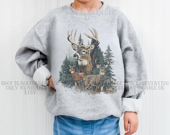 YOUTH Midwest Sweatshirt Kids Vintage Deer Sweater Hunting Season Gift Preppy Sweatshirt Childrens Country Western Boutique Outdoorsy Hunter