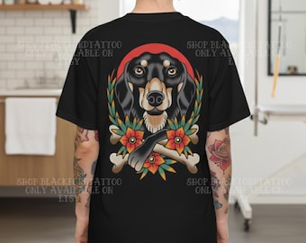 Dachshund Shirt Tattoo Flash TShirt Comfort Colors Alt Grunge Clothing Streetwear Black Tan Wiener Dog Graphic Tee Daschund Shirt Doxie Dog