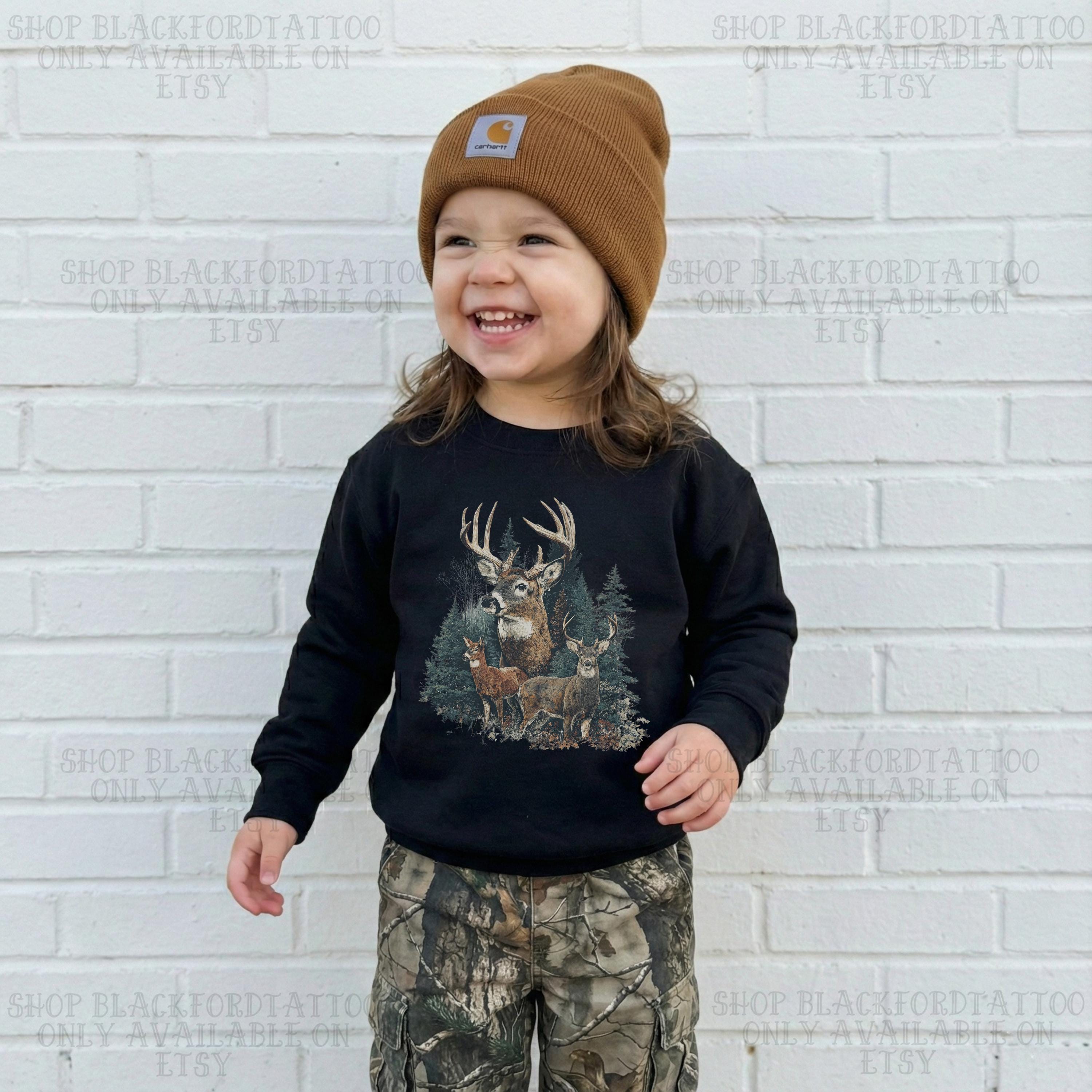 Retro Deer Hunting TODDLER Sweatshirt Midwest Hunter Alt Grunge Childrens Clothes Streetwear Country Style Western Kid Clothing Cowboy Gift