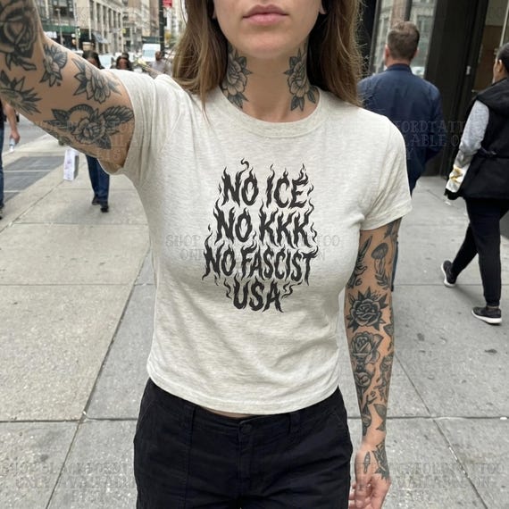 Fuck ICE Shirt Anti ICE Y2K Baby Tee Abolish Ice Shirt Crop FDT Anti Fascist Punch Nazis Shirt Girly Protest Clothing No Human Is Illegal