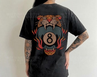Lucky Leopard Comfort Colors Tshirt Traditional Tattoo Shirt Grunge Alt Streetwear Western Graphic Tee Y2K Yallternative Tattoo Artist Gifts