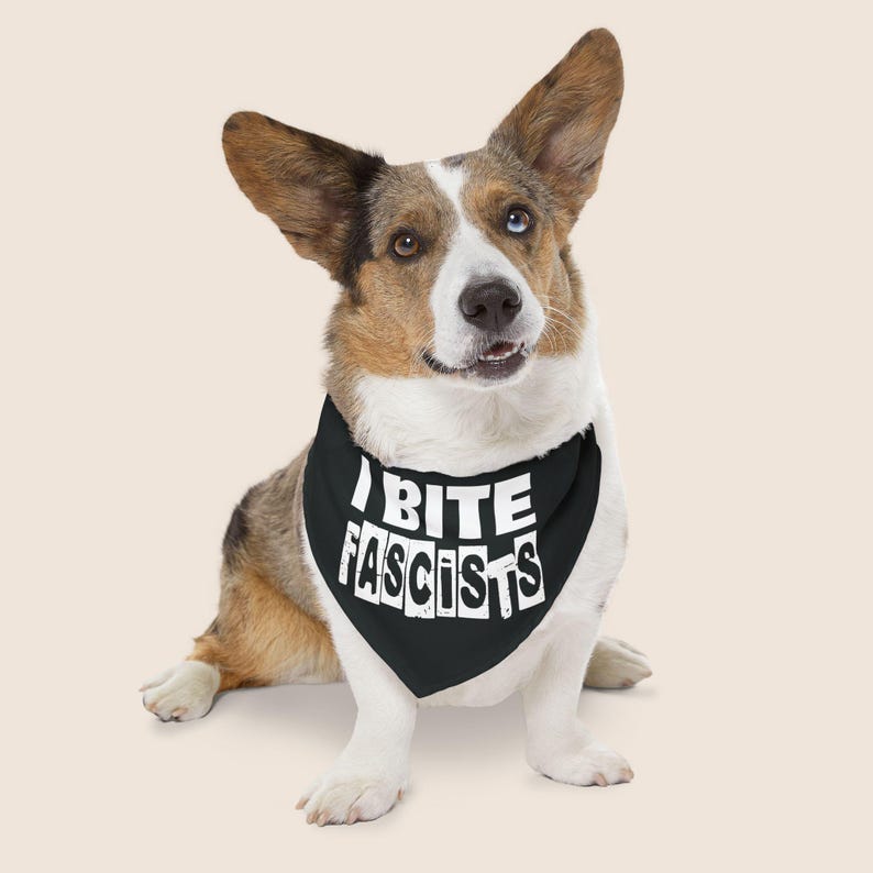 I Bite Faschisten Hundehalstuch Halsband Zubehör Anti Trump Demonstrieren Zeichen Ficken Trumpf 8647 Politische Punk Haustierkleidung Essen Die Reichen Keine Könige FDT Bild 5