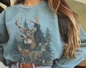 Bluza Comfort Colors Midwest Vintage sweter z jeleniem Sezon polowań Prezent Vintage Country Western Butik Outdoors Leśne stworzenie