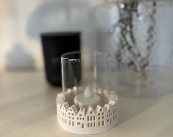 Candle holder houses, tealight holders, round, Advent, concrete decoration, Christmas, concrete candle bowl, gift idea, handmade, table decoration, Nordic style