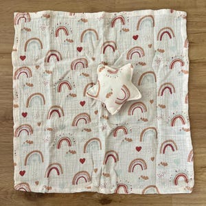 Schnuffeltuch Stern Schmusetuch Baby Babykuscheltuch  Kuscheltuch Musselin Babyparty Geschenk Geburt Musselintuch