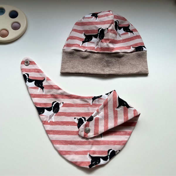 2tlg Set Mütze Halstuch Baby Kind Mädchen Junge Unisex Geschenk Geschenkidee handgemacht Hund Hundemotiv